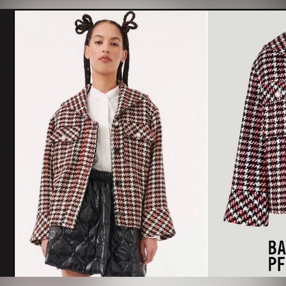 Baum und Pferdgarten Houndstooth tweeted Jacket Black White Red NWT EU34